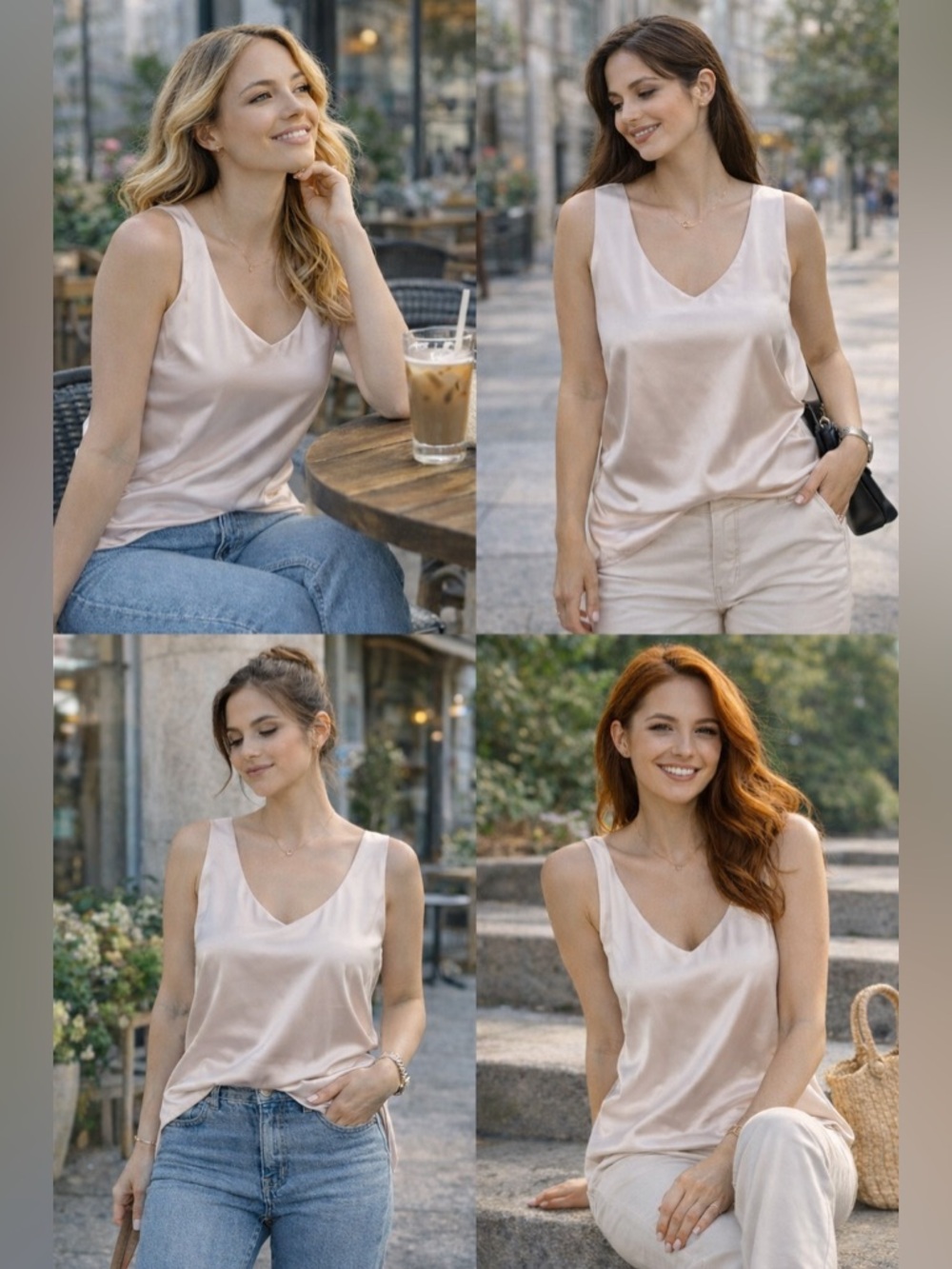 Sleek Cream Sleeveless Top